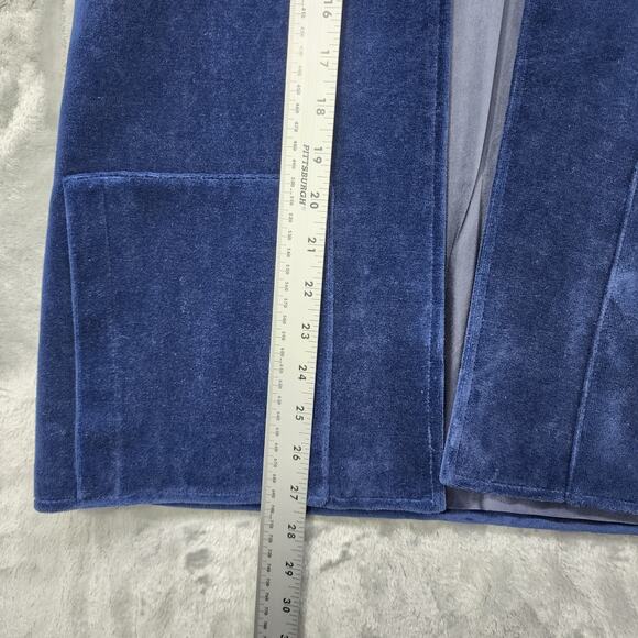 Vintage Catalina Jacket Womens 12 Blue Velvet Open Front Collarless Pockets - Picture 7 of 10